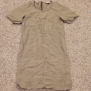 Wrap London Linen Tan Green Dress Small Sz 2